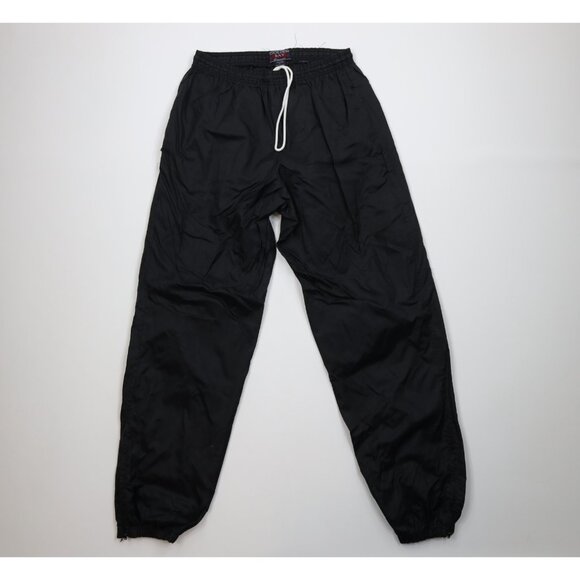 Vtg 90s Streetwear Mens Large Distressed Blank Windbreaker Joggers Pants Black - Picture 1 of 16